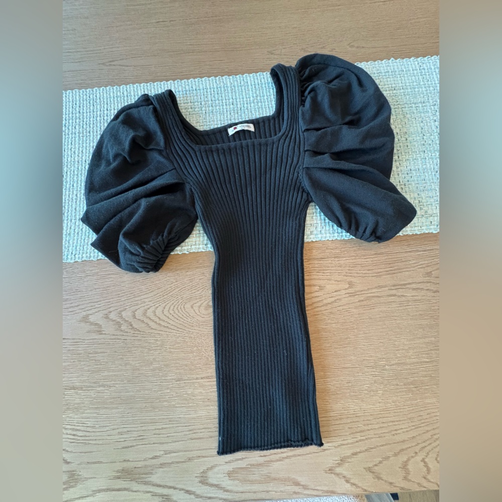 Michele Charcoal Ribbed Knit Top